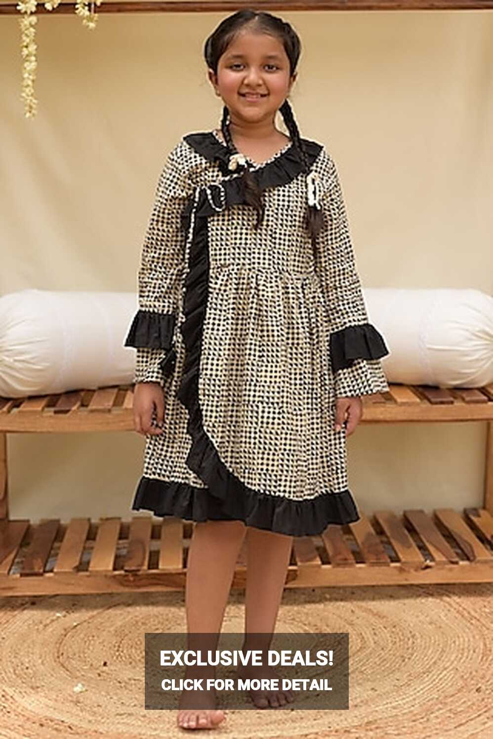 Buy Black Block Printed Dress for 11-12 Year Girls Online from ...