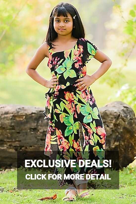 Buy Black Floral Printed Dress for 11-12 Year Girls Online from ...