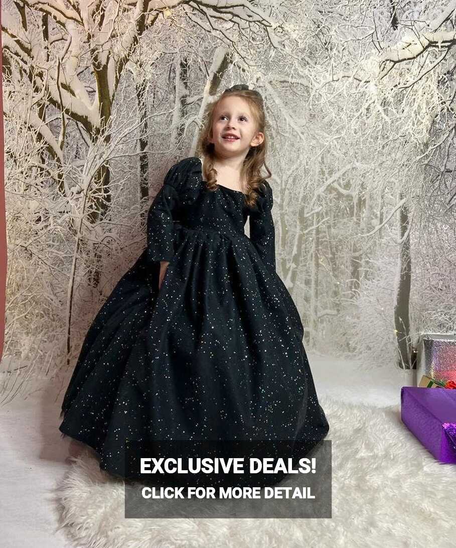 Buy Black Flower Girl Princess Dress, Black Toddler Birthday Party ...