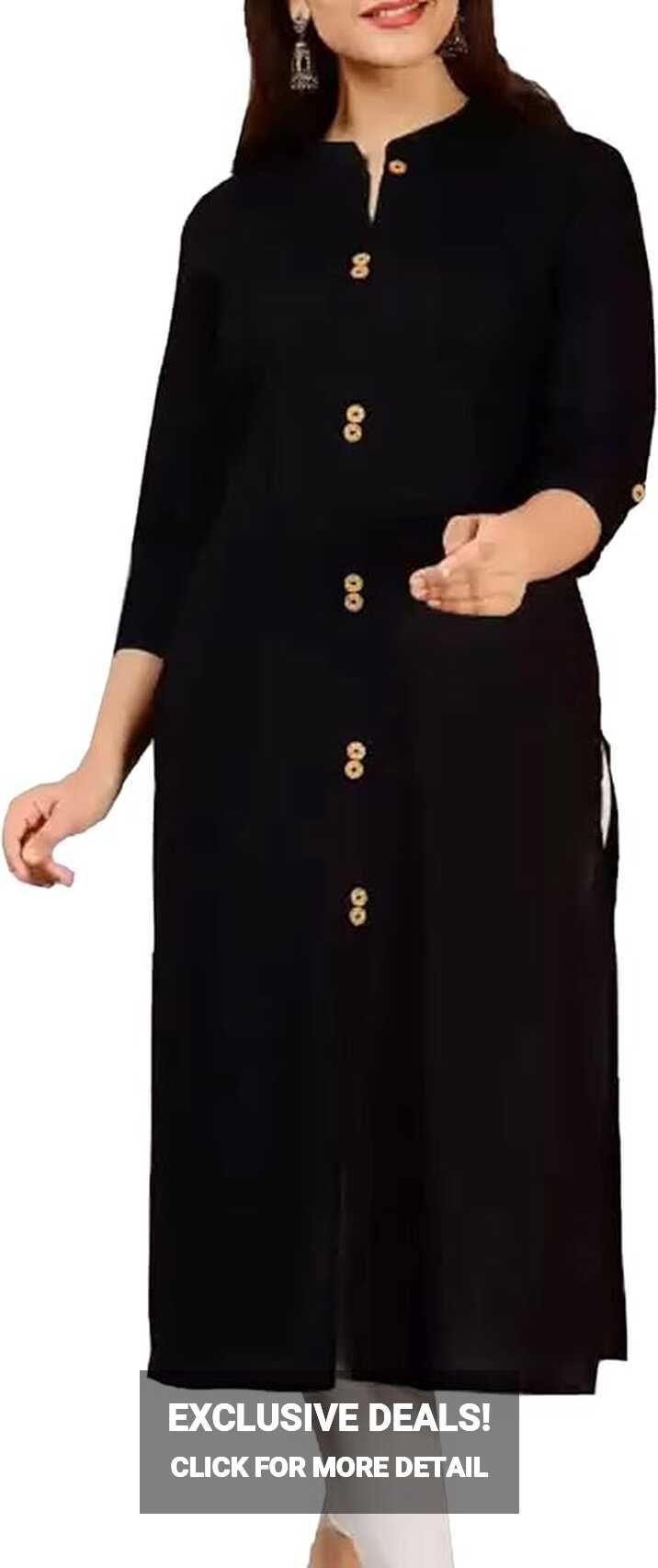 Buy Black Kurti, Rayon Kurti, Long Kurti, Designer Kurti, Fancy ...