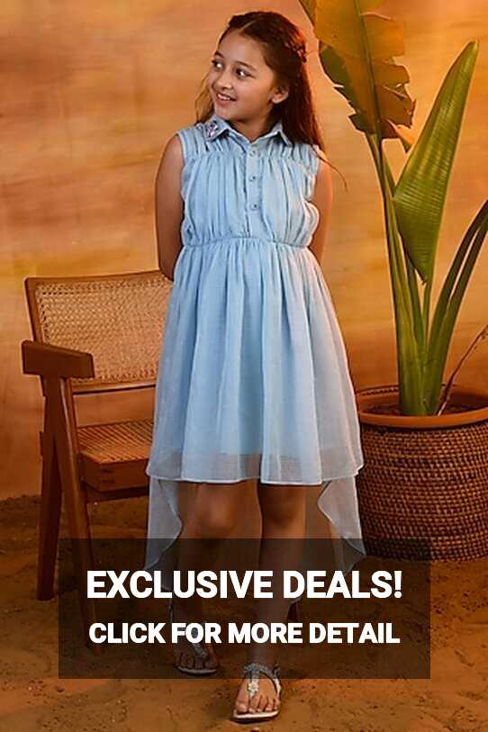 Buy Blue Midi Dress for 11-12 Year Girls Online from Indian Luxury ...