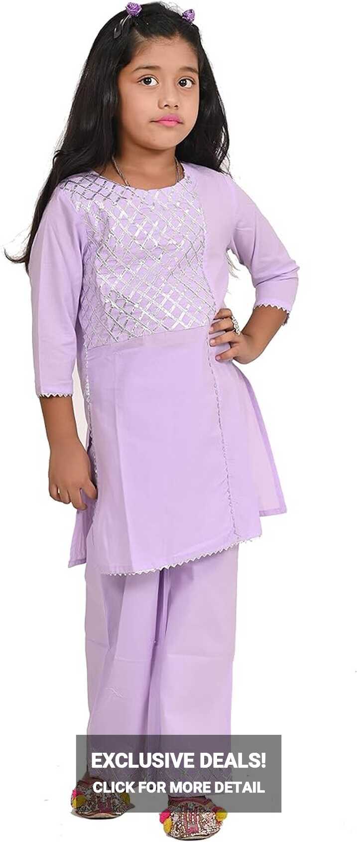 Buy Cloth Bites Girls Rayon Kurta Pant Set| Gota Work Kurti with 3 ...