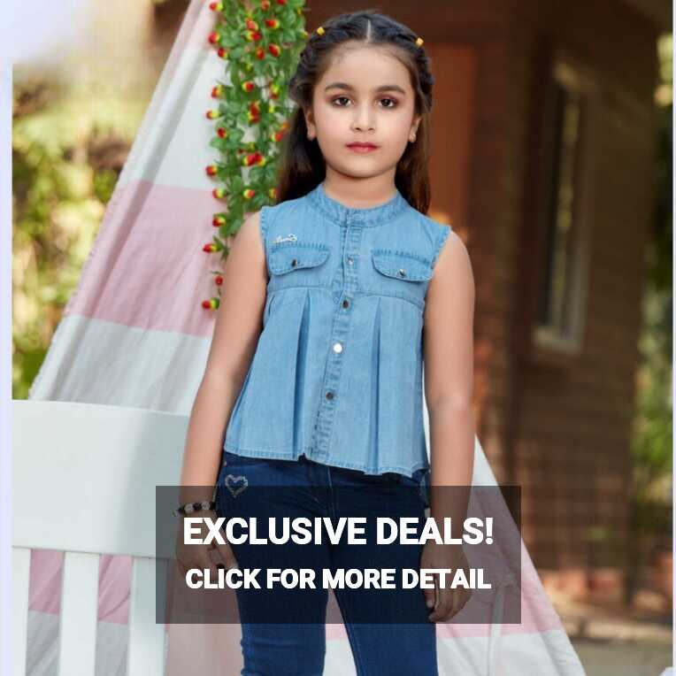 Buy Dark &amp; Light Blue Denim Top for Girls – Mumkins