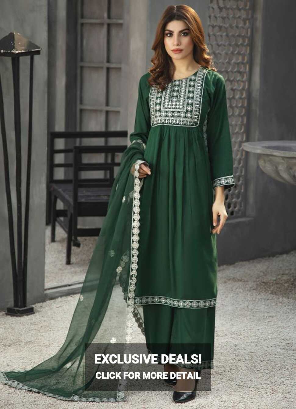 Buy Dark Green Linen Naira Cut Suit in UK - Style ID: DPC-7200 - Diya