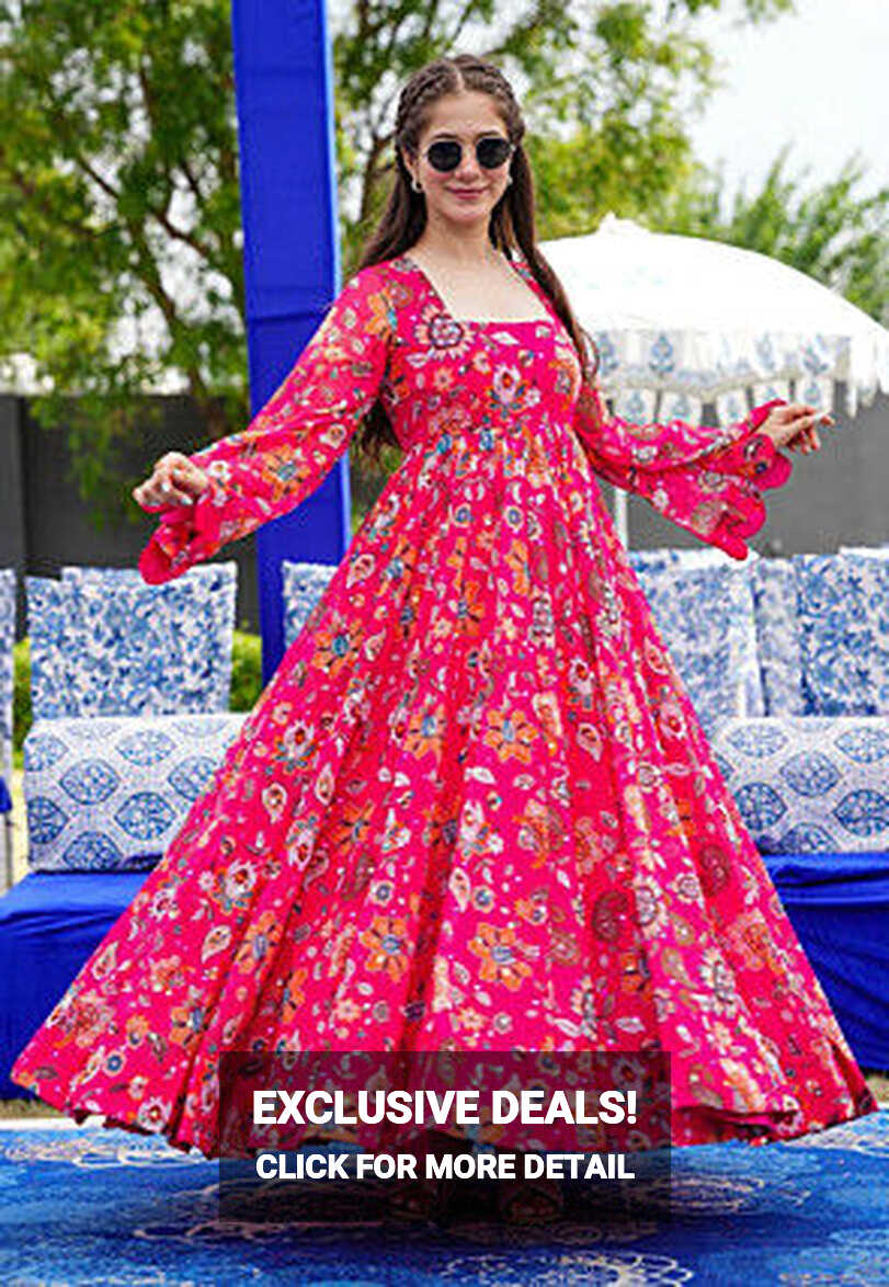 Buy Digital Printed Georgette Gown in Fuchsia Online : TQH24 ...