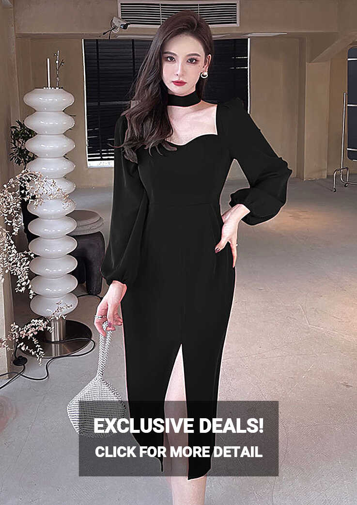 Buy EVERYTHING CLASSY BLACK SLIT DRESS for Women Online in India