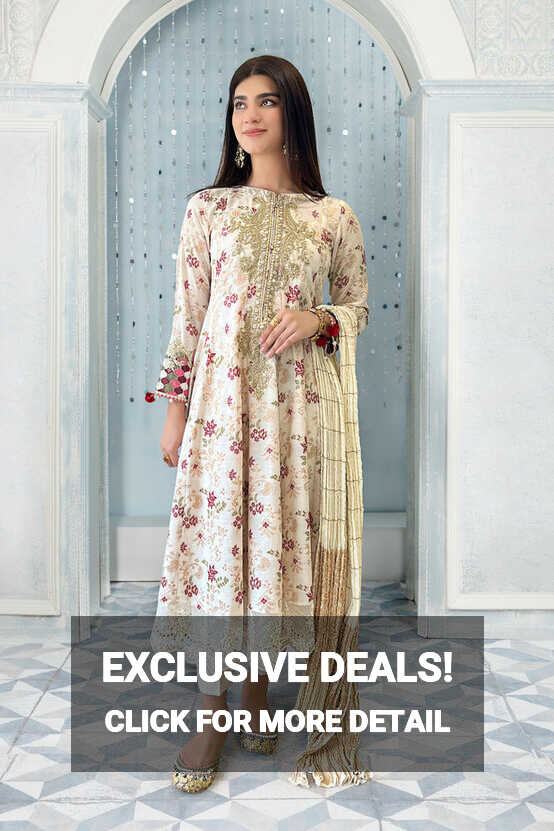 Buy Elegant Pakistani Long Frock with Trousers and Dupatta ...