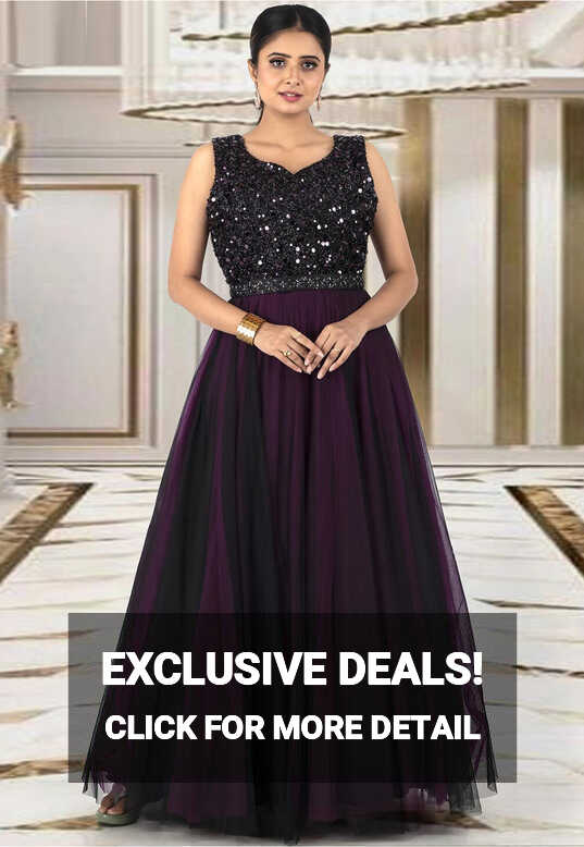 Buy Embroidered Net Gown in Wine Online : TUY209 - Utsav Fashion