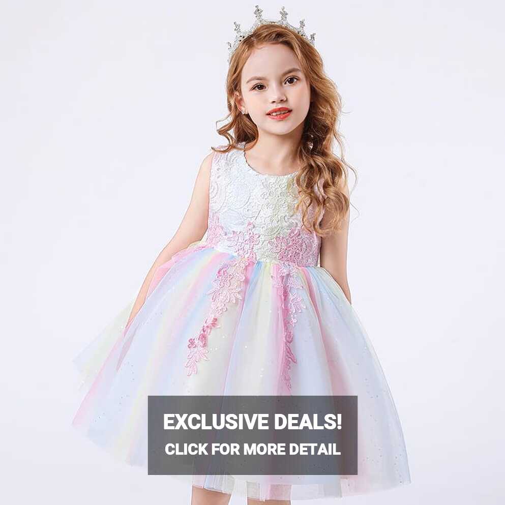 Buy Girl Party Tulle Lace Dress - Rainbow - Fabulous Bargains Galore