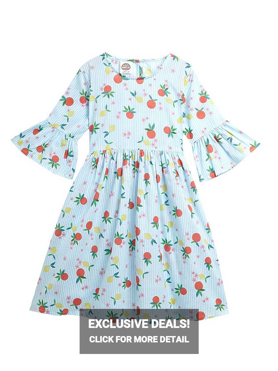 Buy Girls Cotton Knee Length Printed Dress,Blue Online at 50% OFF ...