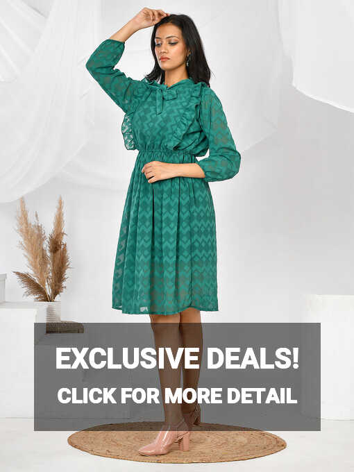 Buy Green Printed Party Wear Western Dresses for Girls &amp; Women ...