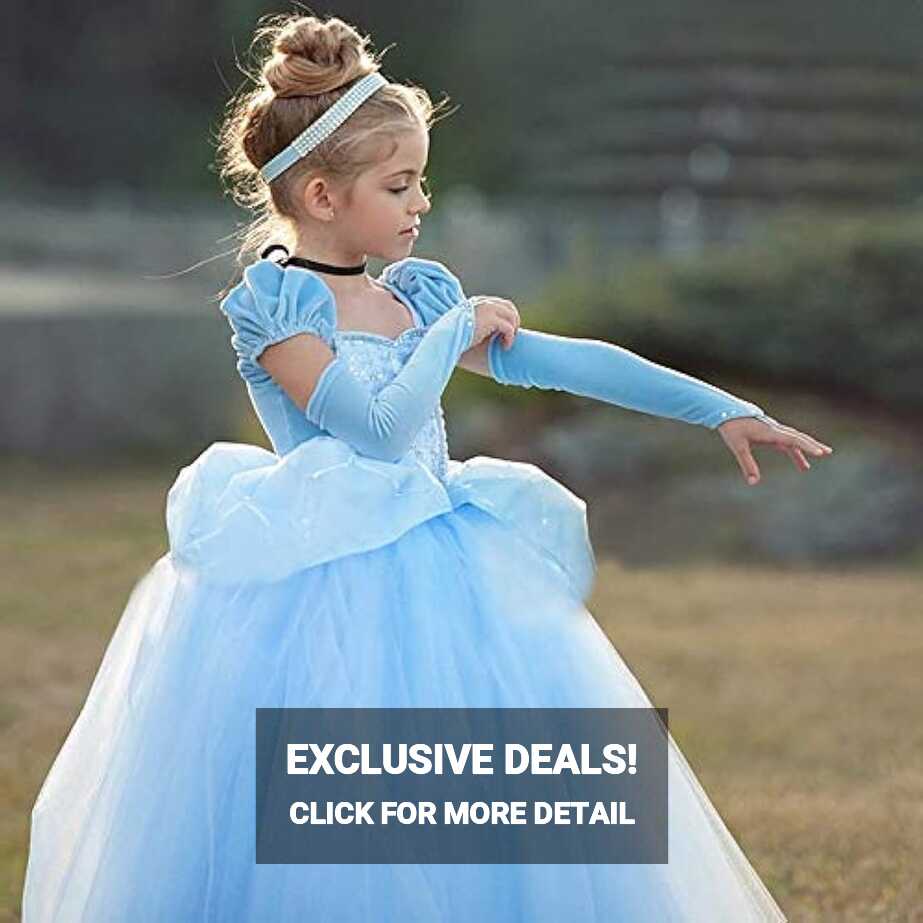 Buy HANGON Girls Cinderella Dress up Cosplay Costumes Kids Puff ...