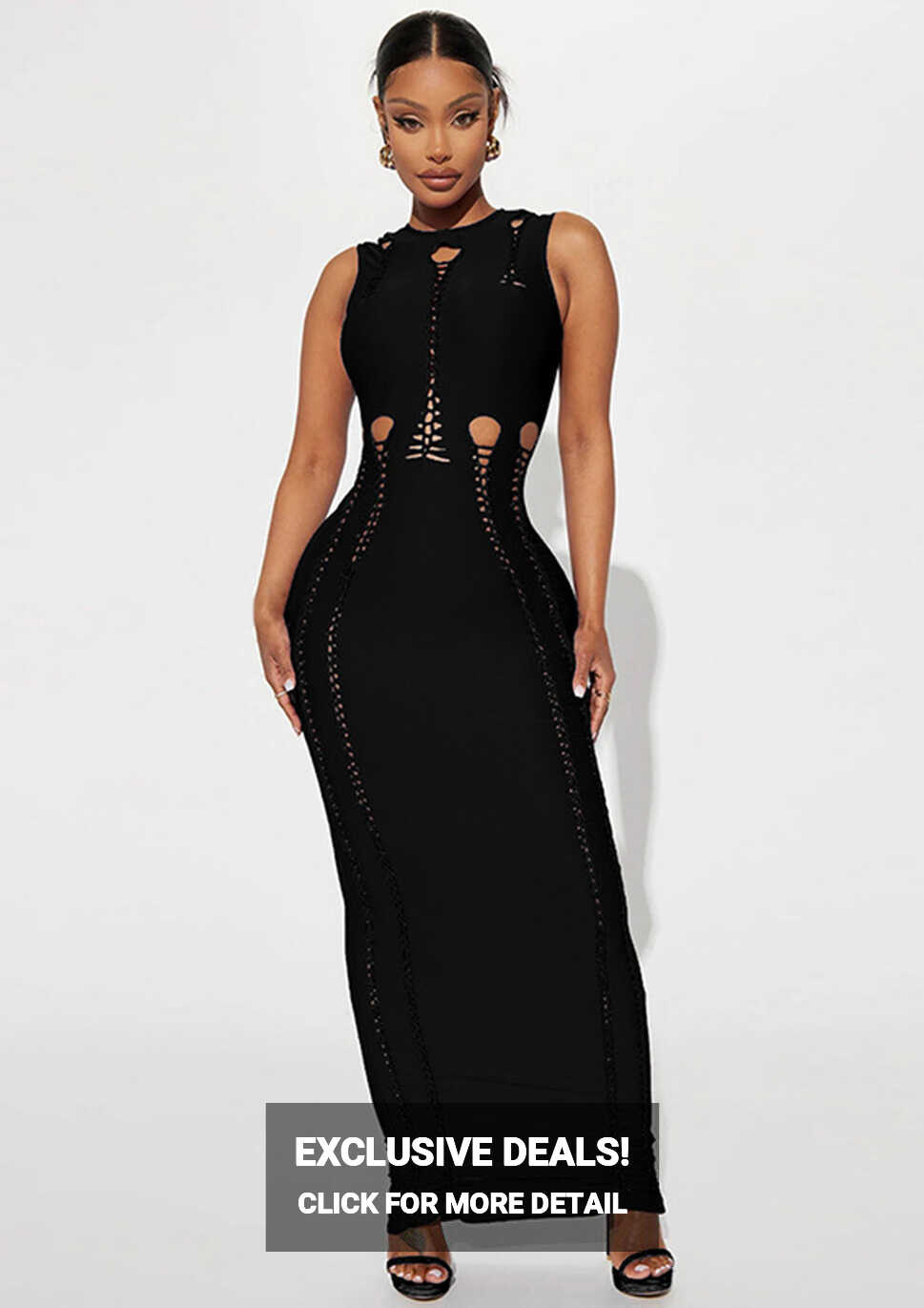 Buy HOLLOW BLACK MAXI BODYCON DRESS for Women Online in India