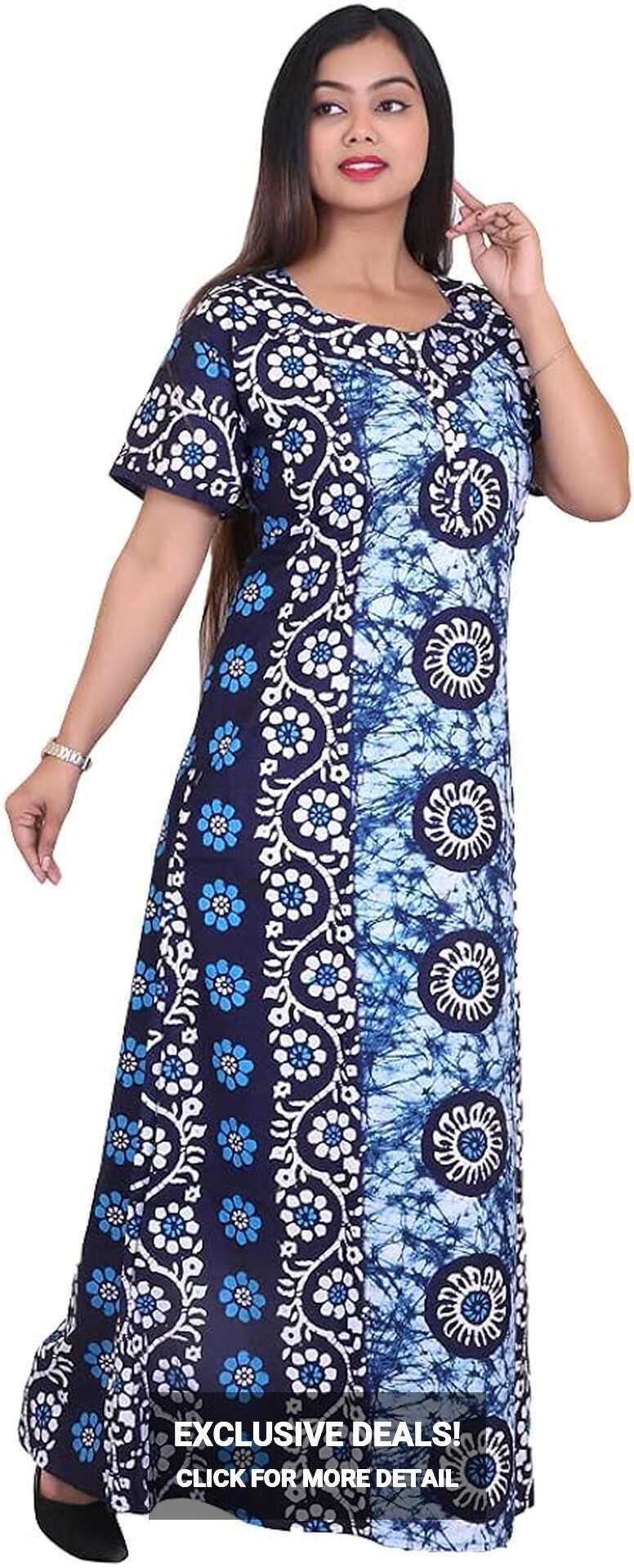 Buy ICC Women&#39;s Pure Cotton Printed Maxi Nighty Regular Ankle ...