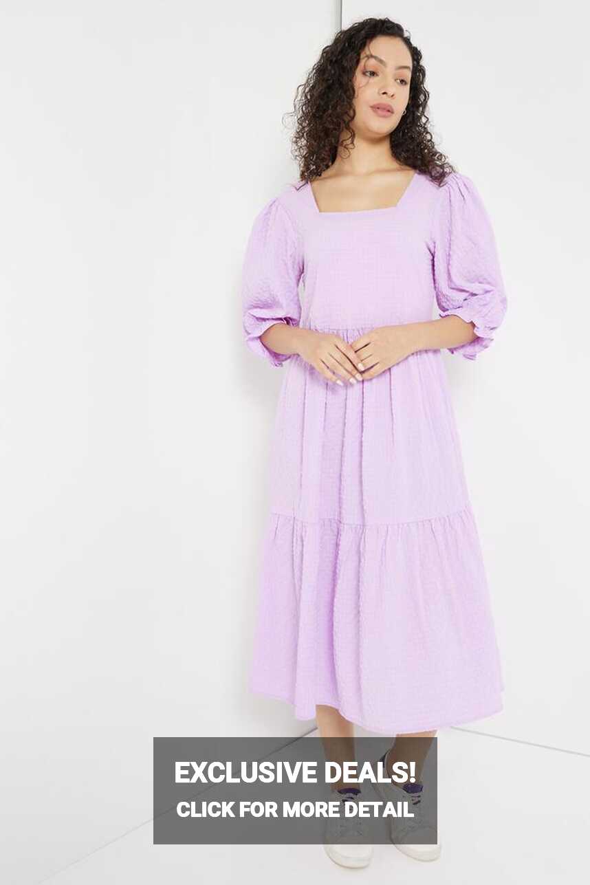 Buy INTUNE Lavender Lavender Casual Midi Dress for Women ...