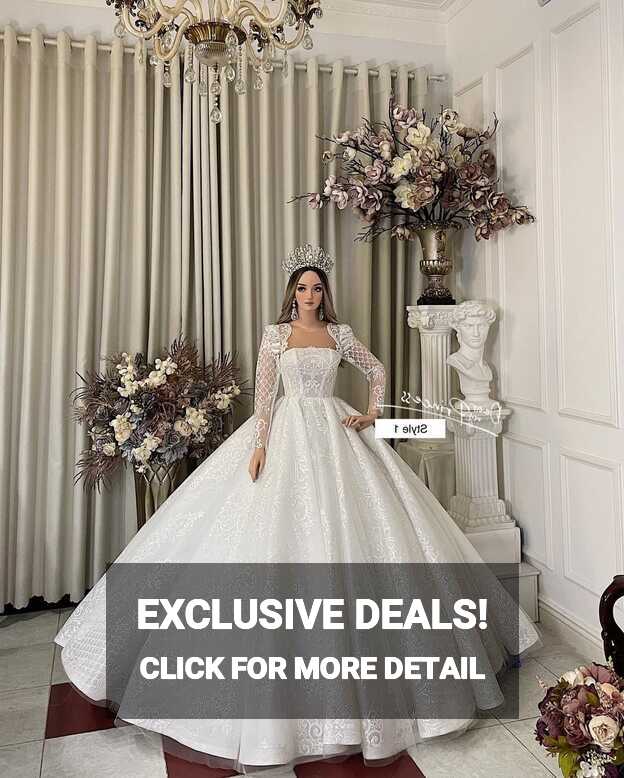 Buy Illusion Square Neck White Long Sleeves Princess Ball Gown ...