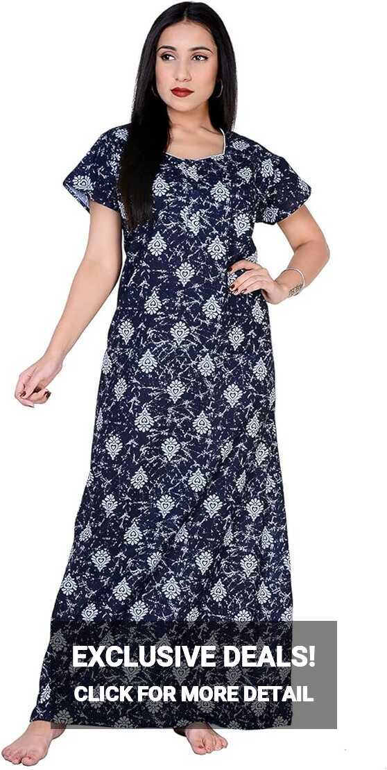 Buy Indian Handicraft Women&#39;s Cotton Solid Maxi Night Gown ...