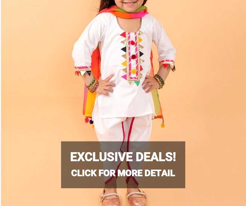 Buy Indian Kids Dress, Salwar Kurta for Girl, White Suit, Patiala ...