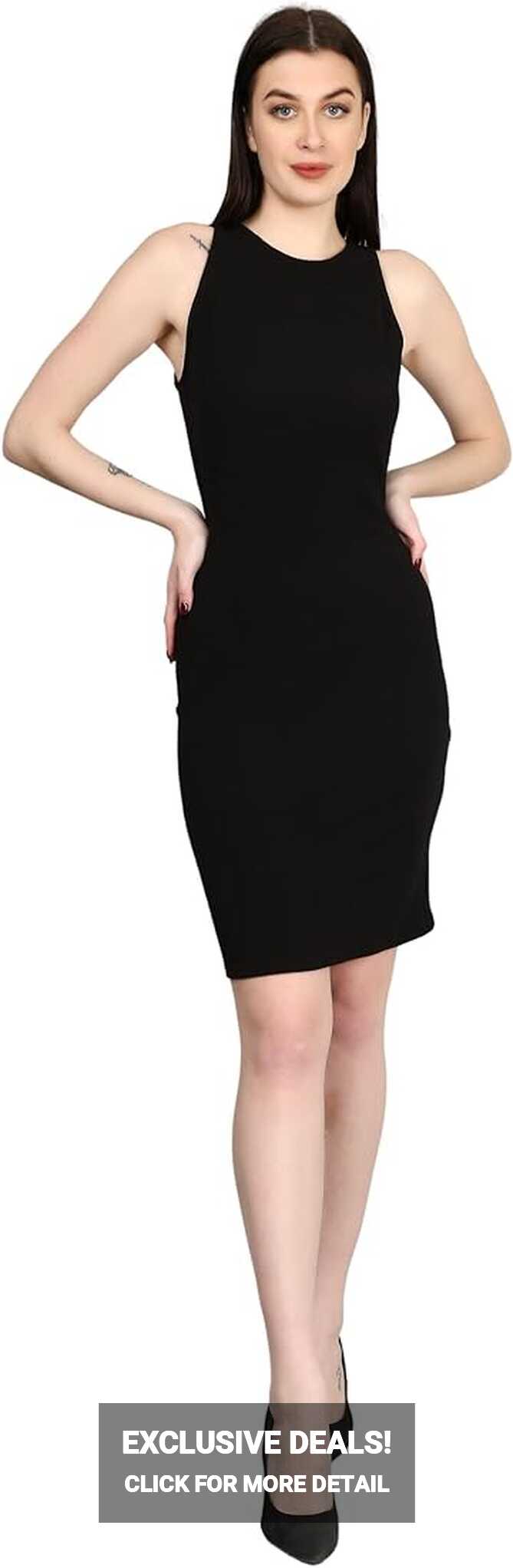 Buy Jazzlr Women Solid Black Knee-Length Dress for Women at Amazon.in