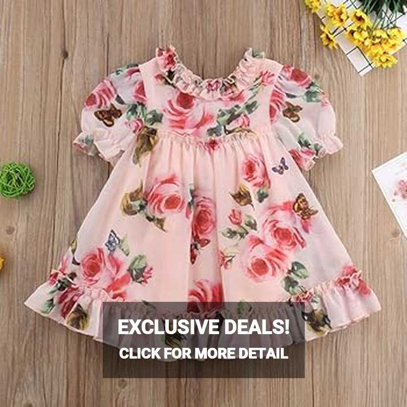 Buy KMBANGI Toddler Baby Girls Flower Print Ruffles Princess Dress ...