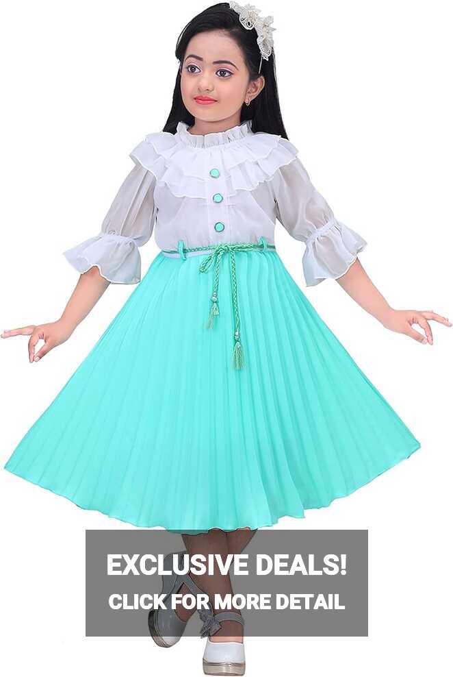 Buy Kids Girls Western Dresses White Top Bottom Solid Colored one ...