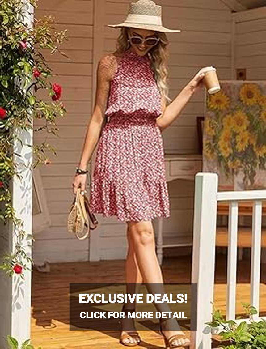 Buy Locryz Summer Dress for Women Casual Floral Sun Dress ...