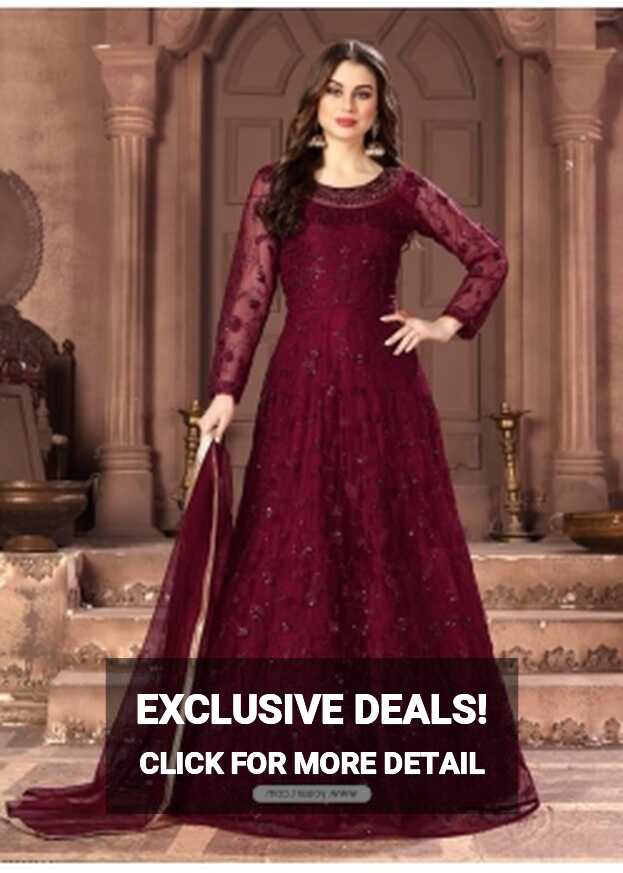 Buy Maroon Latest Designer Party Wear Net Gown Suit | Anarkali Suits