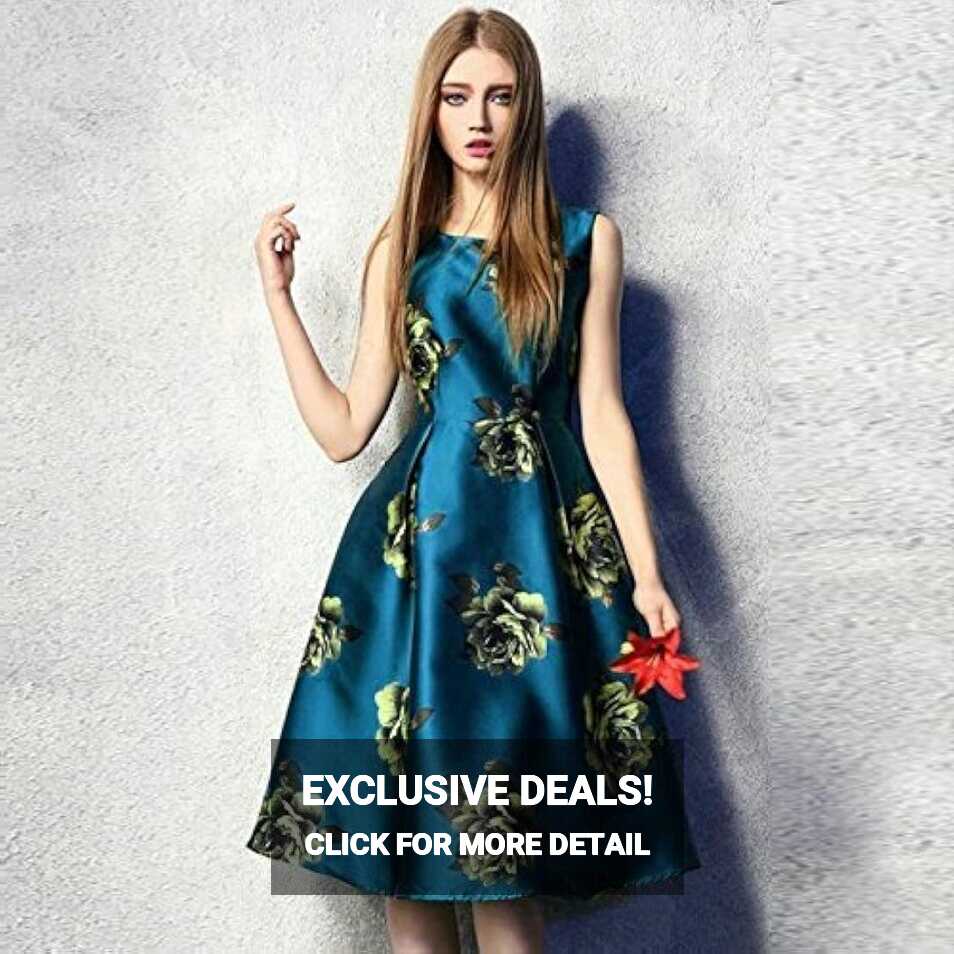 Buy Maruti Villa Women&#39;s Knee Length Round Neck Floral Printed A ...