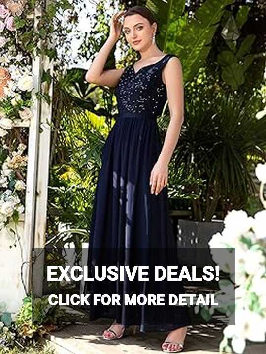 Buy Miusol Women&#39;s Classy Deep V Neck Formal Evening Party Maxi ...