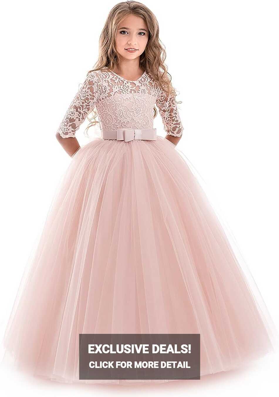 Buy NNJXD Girls Pageant Embroidery Ball Gown Princess Wedding ...