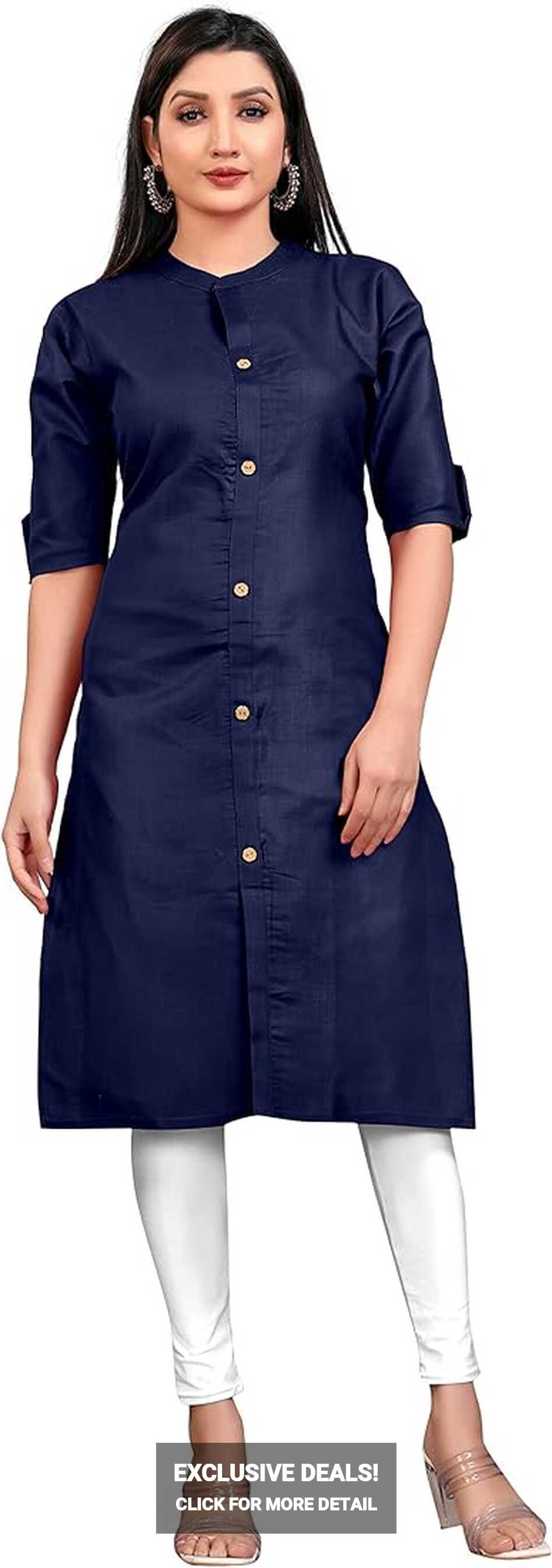 Buy Narrow fashion Women&#39;s Cotton Blend Plain Kurti, Solid Regular ...