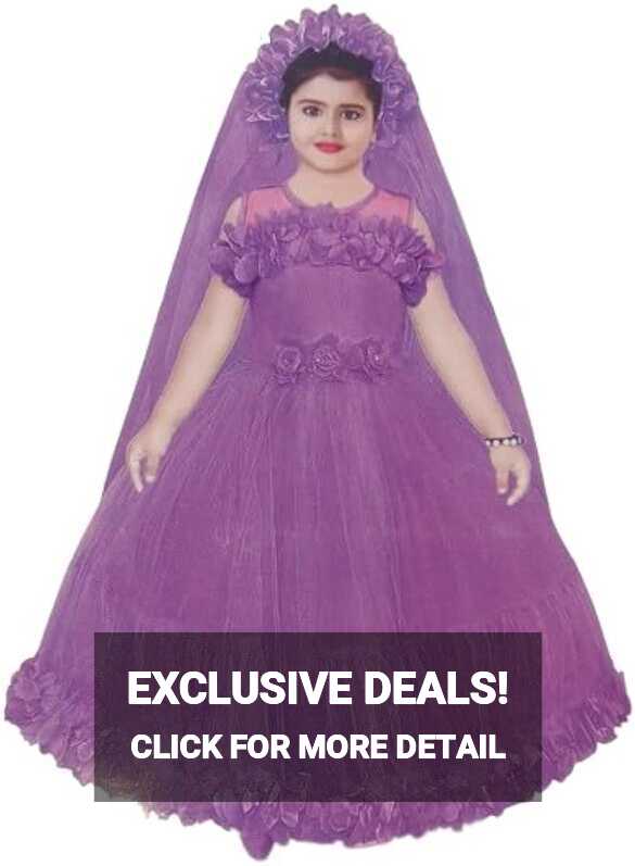 Buy Net Pari Frock Full Stitched Long Purple Gowns Frock with ...