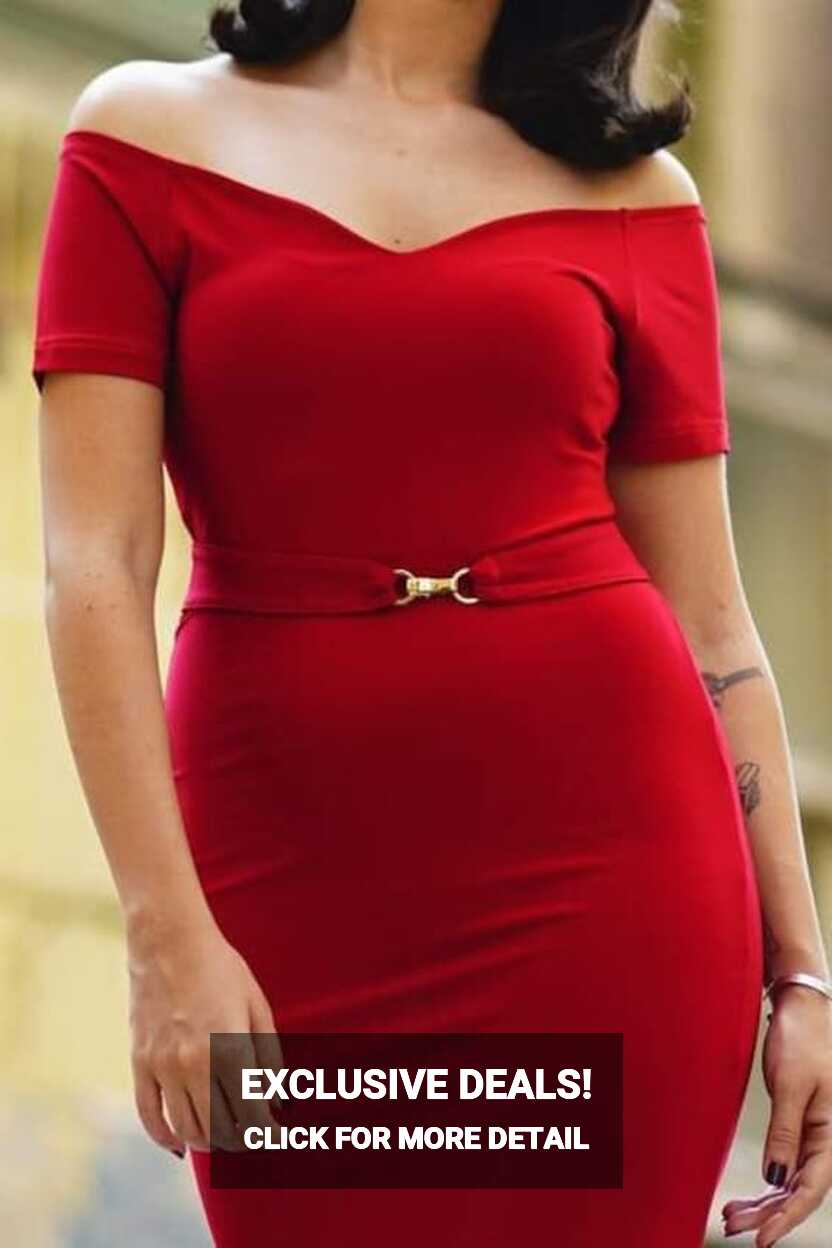 Buy No.3 Dress Short Sleeve RED Dress Red Dress for Women Casual ...