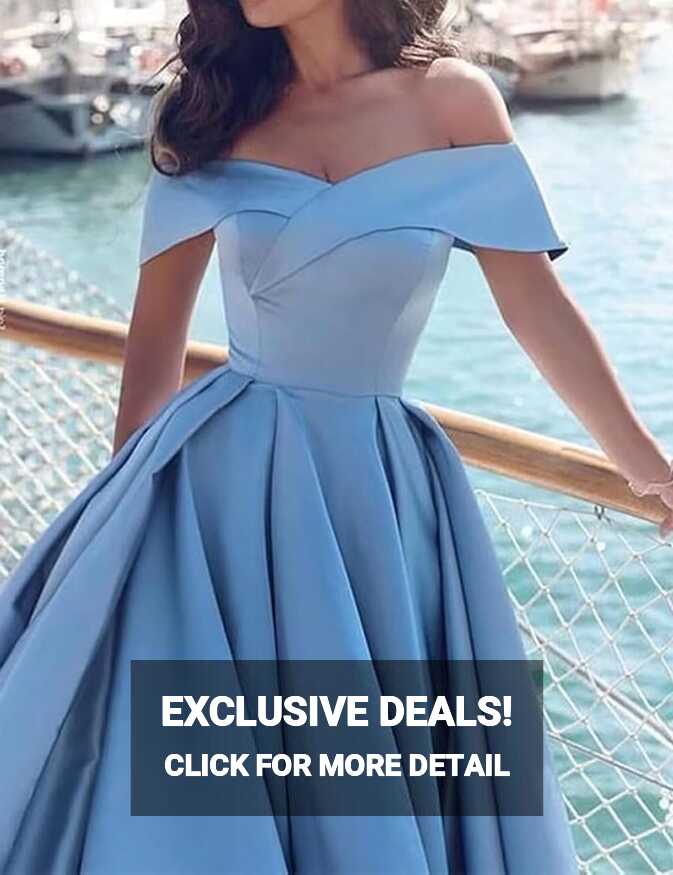 Buy Off Shoulder Satin Prom Dresses Ball Gown Plus Size Formal ...