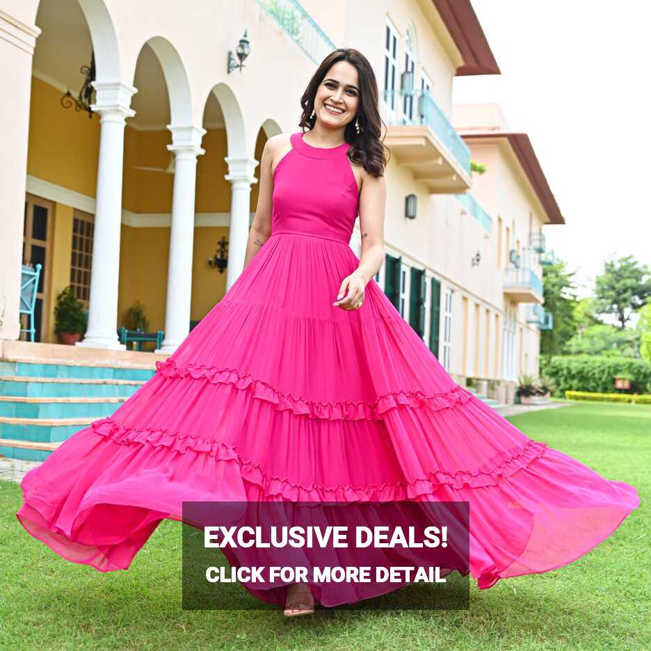 Buy Ordinaree Barbie Pink Designer Long Dress For Women Online