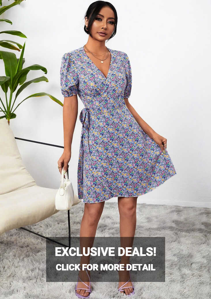 Buy PRINTED MULTICOLOUR SHORT WRAP DRESS for Women Online in India