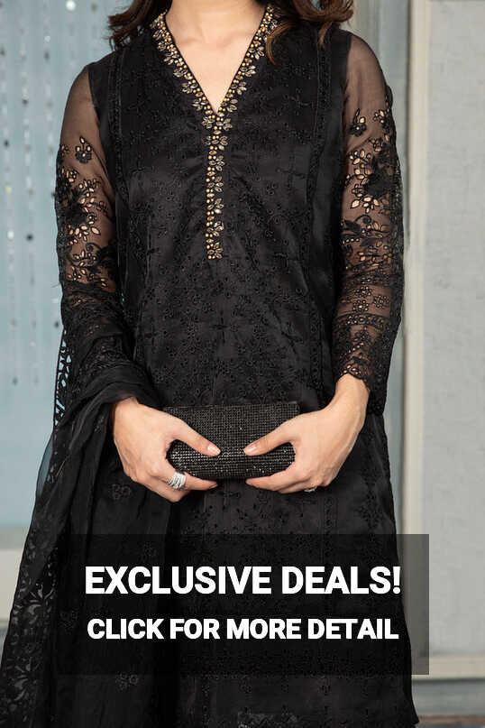 Buy Pakistani Dress in Black Salwar Kameez Dupatta Style – Nameera ...