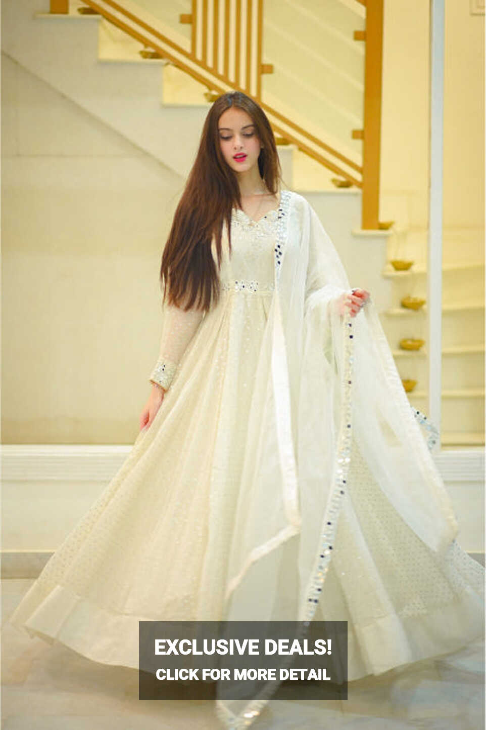 Buy Party Wear Anarkali Designer White Gown For Party ...