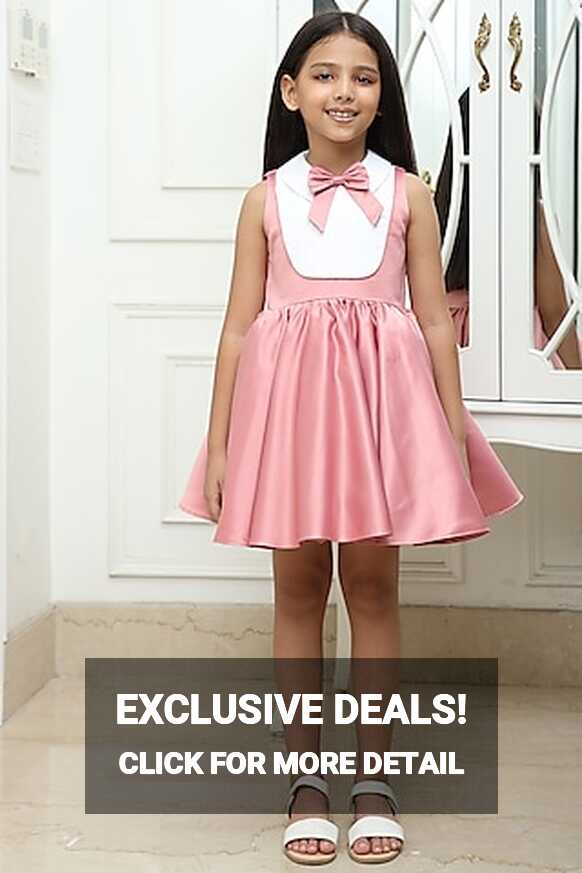 Buy Pink Satin Dress for 7-8 Year Girls Online from Indian Luxury ...