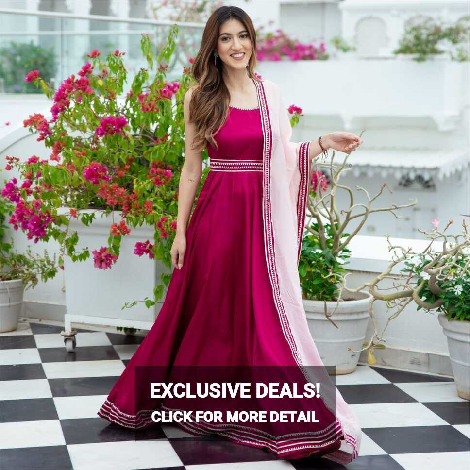 Buy Pink Silk Long Dress With Dupatta Online | Lavanya The Label