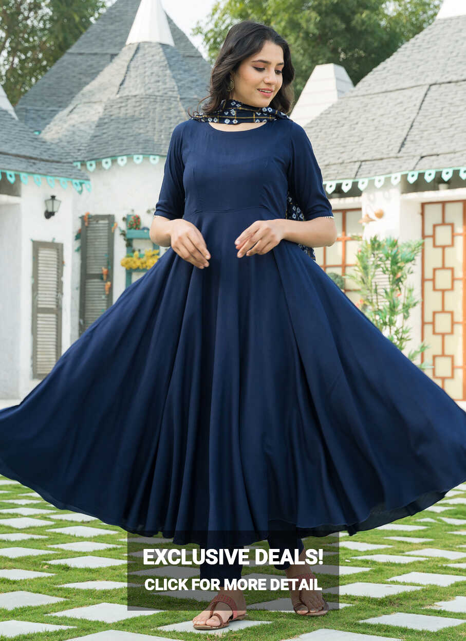 Buy Plain Party Anarkali Salwar Kameez : 176045 -