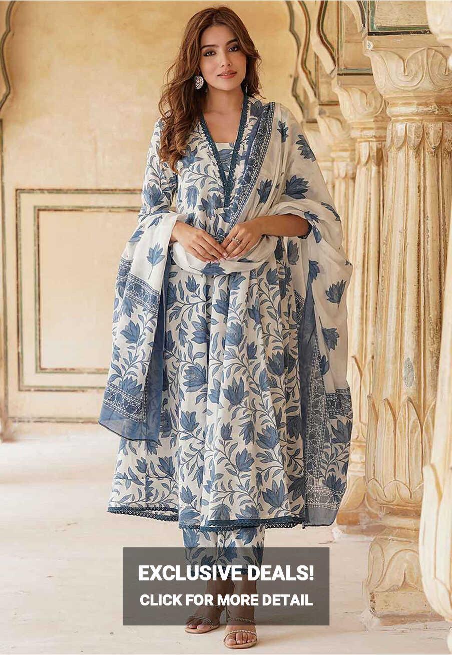 Buy Printed Cotton Pakistani Suit in White Online : KPX128 - Utsav ...