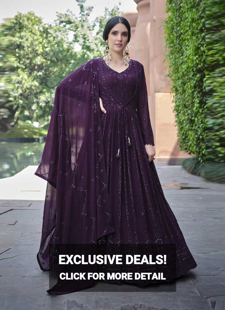 Buy Purple Color Readymade Gown Online