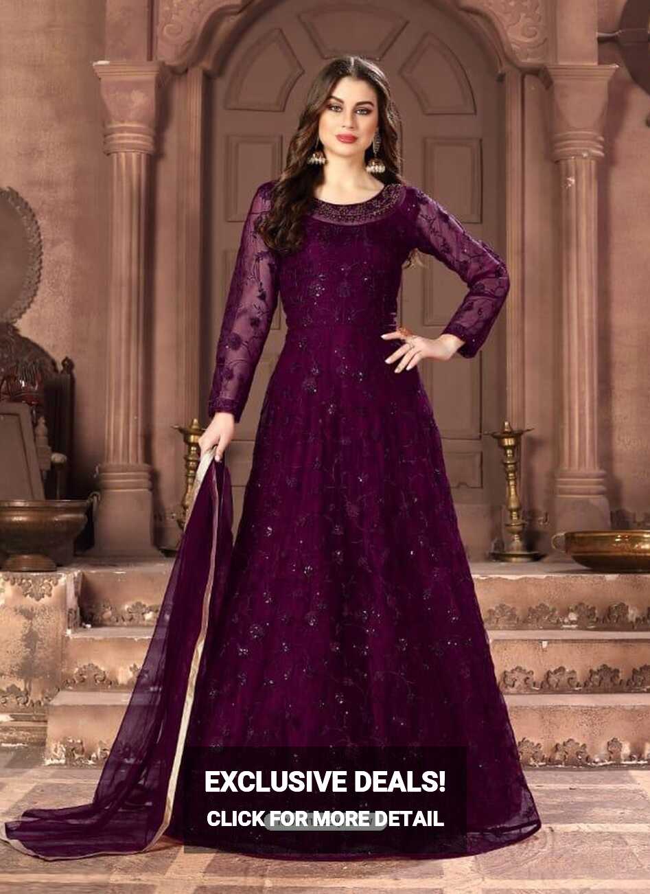 Buy Purple Latest Designer Party Wear Net Gown Suit | Anarkali Suits