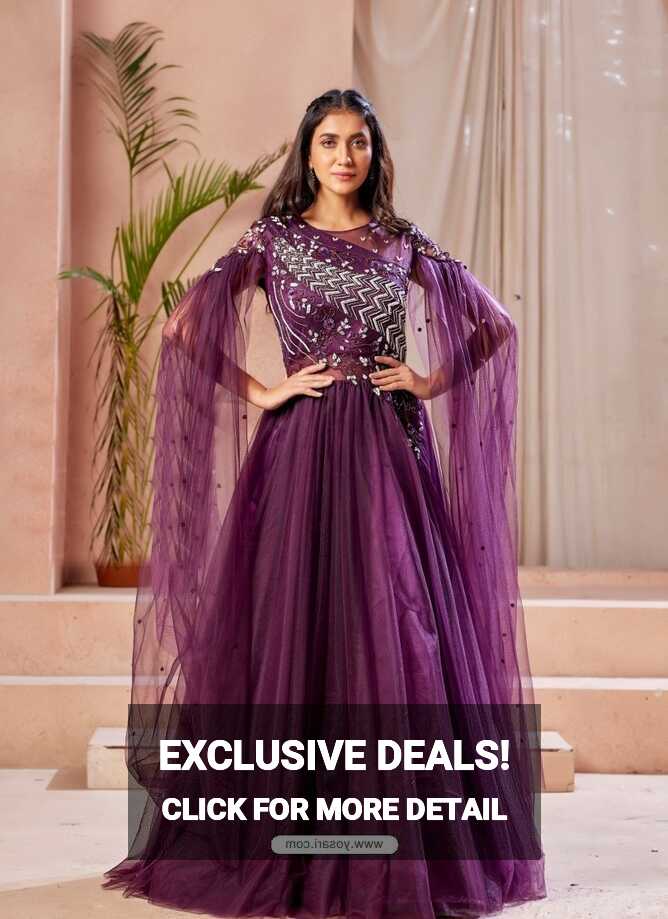 Buy Purple Readymade Fancy Designer Party Wear Net Gown | Gowns