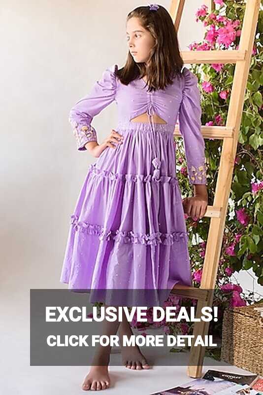 Buy Purple Tiered Dress for 13-14 Year Girls Online from Indian ...