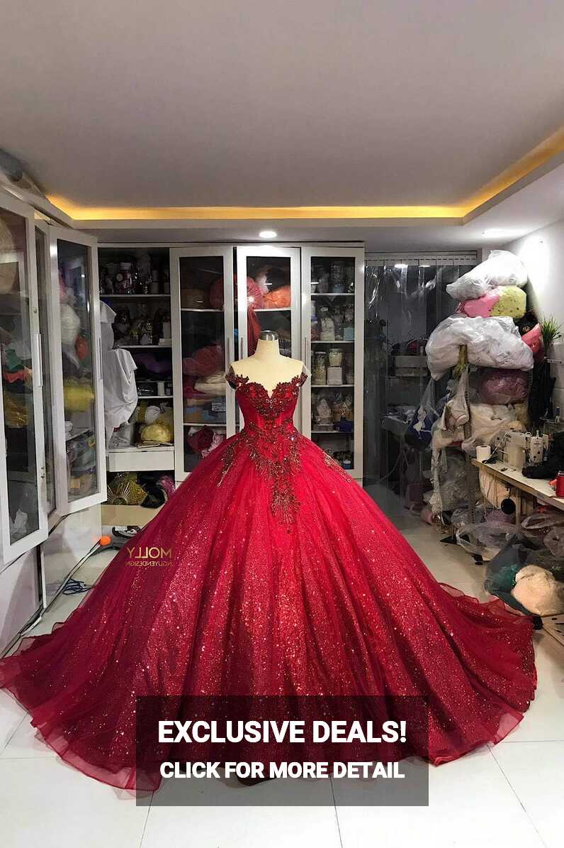 Buy Red Dress Sparkly Ballgown Evening Dress Prom Dress Colors ...