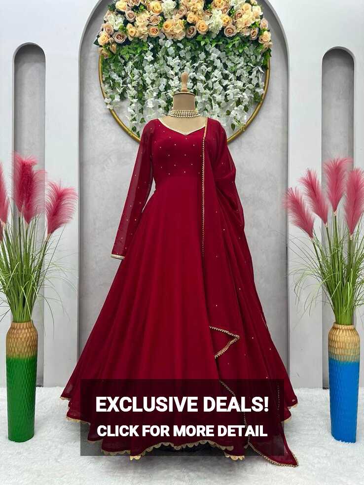 Buy Red Party Wear Gown online in India – Joshindia