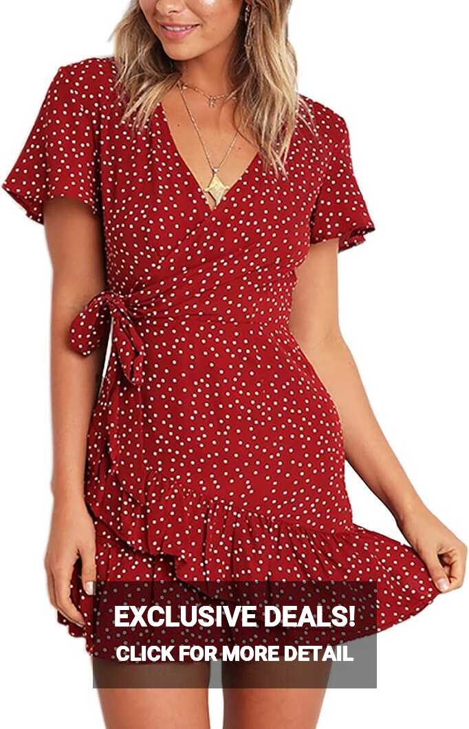 Buy Relipop Summer Women Short Sleeve Print Dress V Neck ...