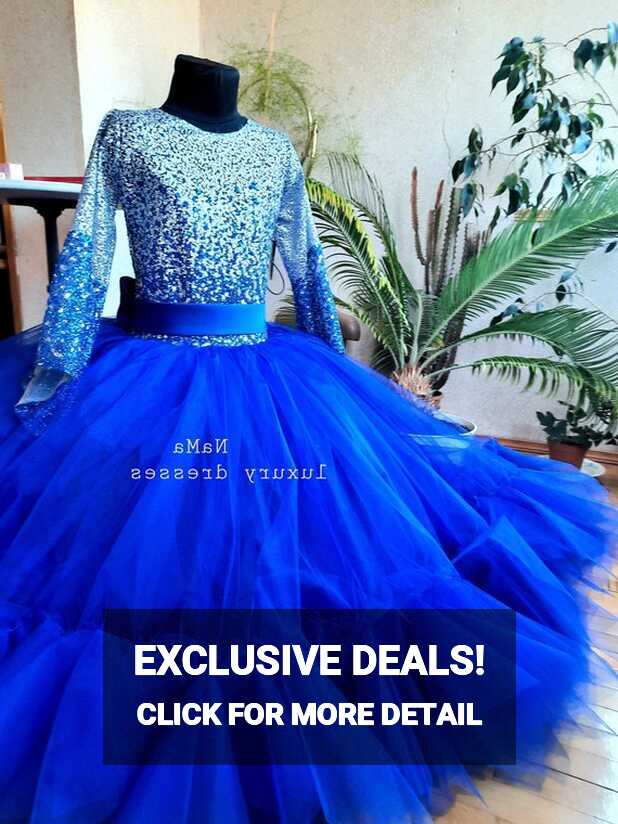 Buy Royal Blue Girl Dress Ombre, Flower Girl Dress Sequin, Pageant ...